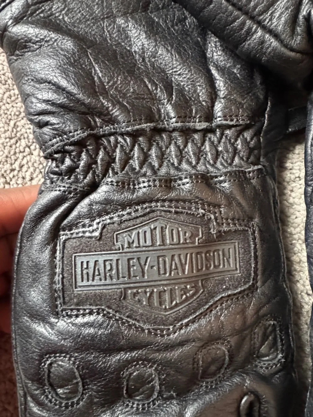 Harley Davidson Black Genuine Leather Gloves SIZE S